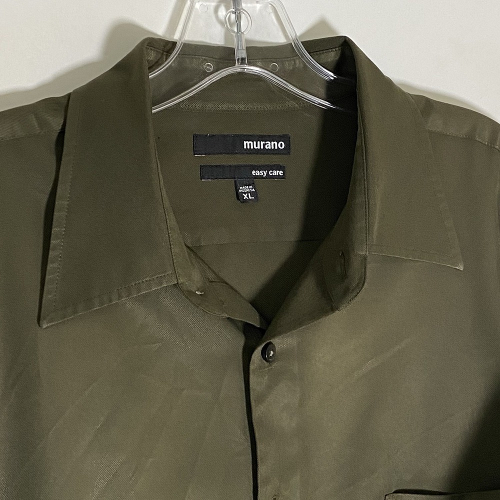 Murano Shirt Mens XL Green Easy Care Long Sleeve Dressy Business Nice Olive - Picture 8 of 16